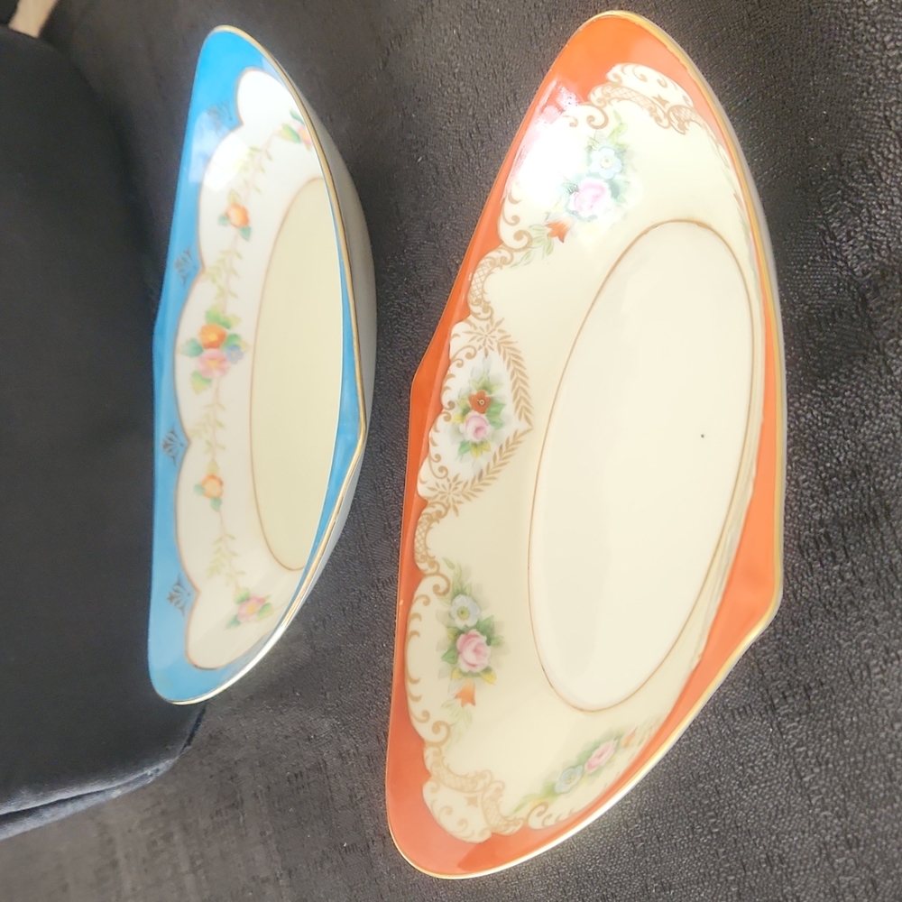 VINTAGE MORIMURA JAPAN SET OF 2 BEAUTIFUL SERVING BOWLS.